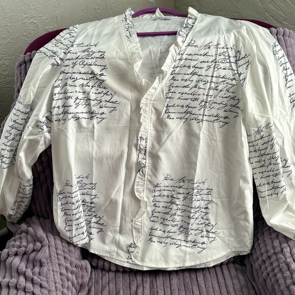 Hawalili 3XL print script blouse - Picture 1 of 4